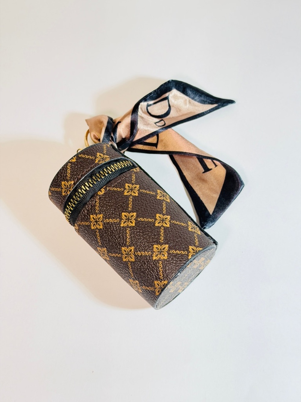 Cylindrical Bag charm with Scarf Accent - Picture 1 of 2